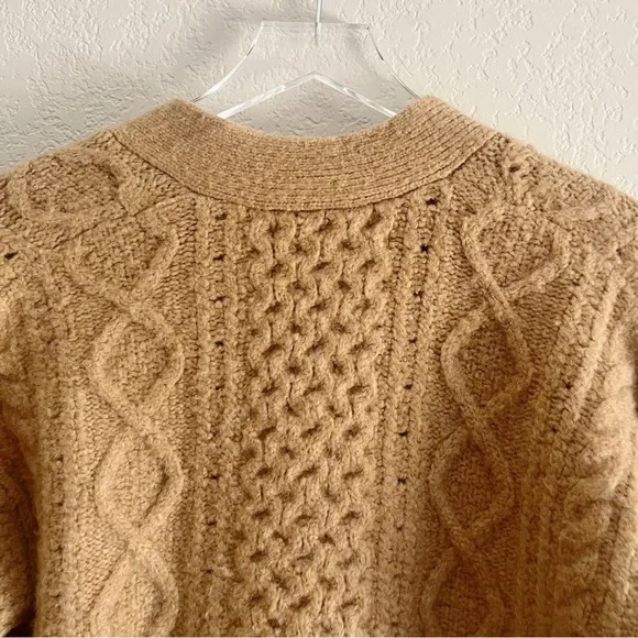 J.CREW Cable Knit Stretch Cardigan Sweater Tan XS Wool Blend - Picture 10 of 12